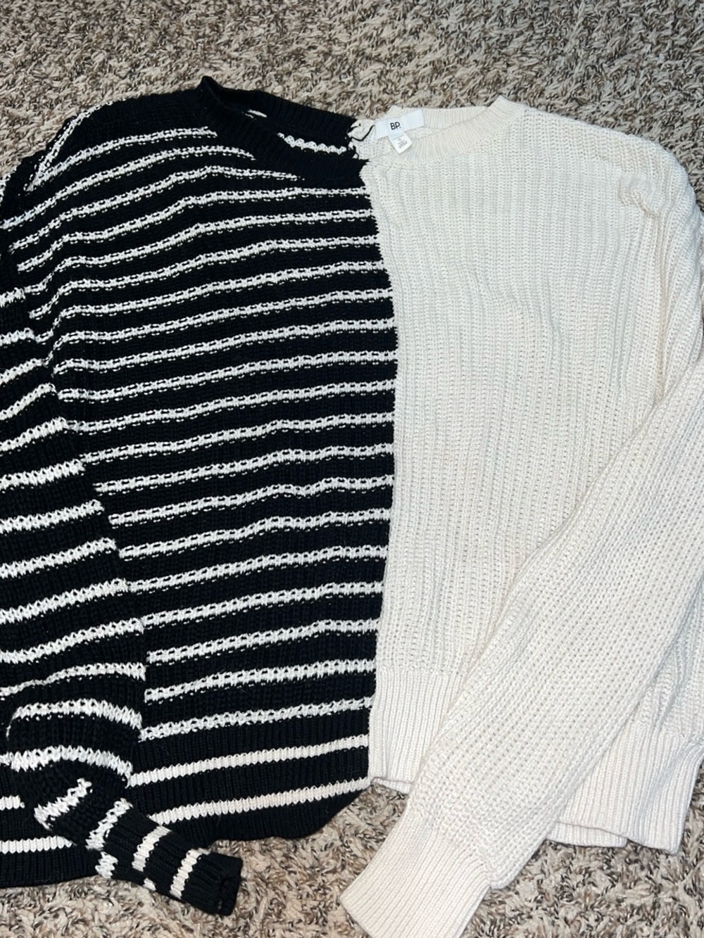 bp Black & Cream Half-and-Half Crewneck Sweater